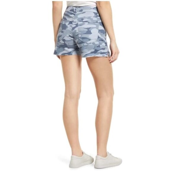 Wit & Wisdom Womens Blue Camo High Waist Ab Solution Raw Hem Shorts Sz 12 New - Picture 2 of 12